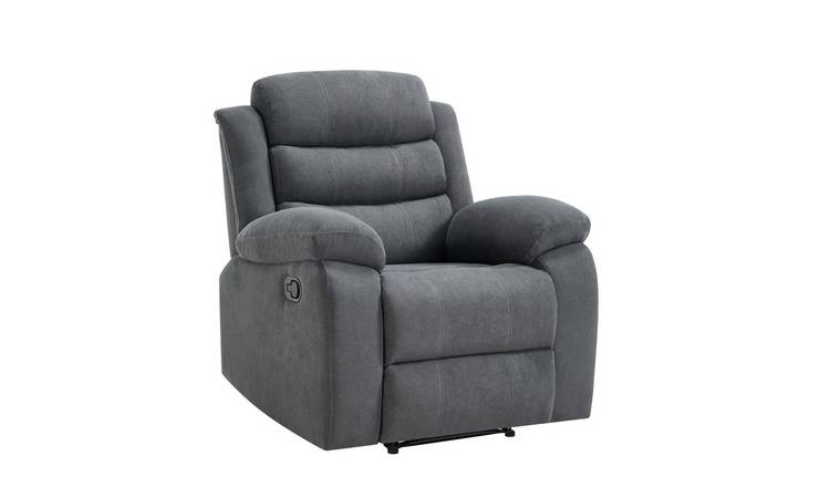 Furniture Online Boston 1 Seater Fabric Manual Recliner Chair - Grey