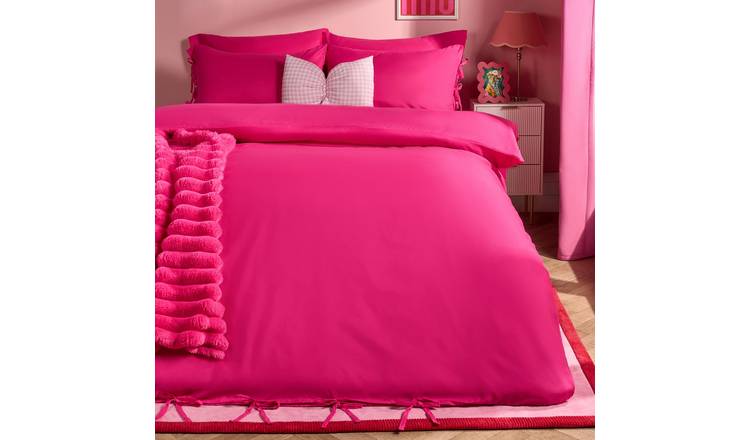 OHS Bow Tie Solid Dye Duvet Cover Set Hot Pink - King