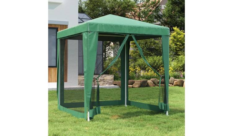 Walplus 2 x 2 m HDPE Party Tent with 4 Mesh Sidewalls - Green