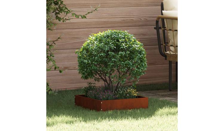 Walplus Pack of 6 Weathering Steel Lawn Edging - Rusty - 40 x 40 x 13 cm