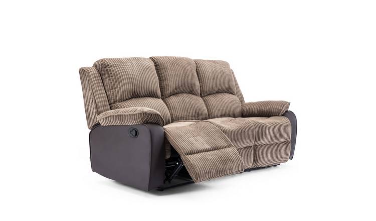 Furniture Online Postana Manual Recliner 3 Seater Fabric Sofa – Brown