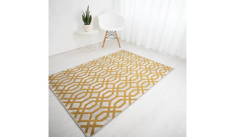 DS Living Bellagio Patterned Rug - Beige & Ochre - 290x200cm