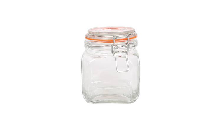 Argon Tableware Square Glass Jar with Clip-Top Lid