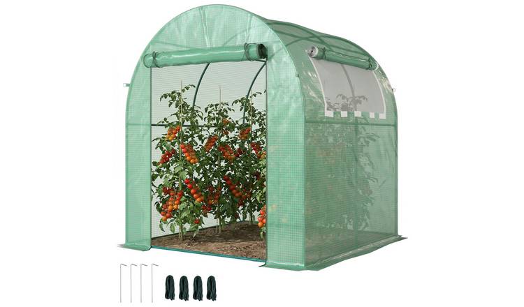 Outsunny Steel Garden Polytunnel Greenhouse with PE Cover - Green