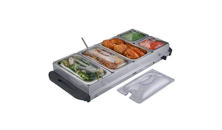 Cooks Professional 5 Section Buffet Warmer 9.6L with Hotplate Function - Silver
