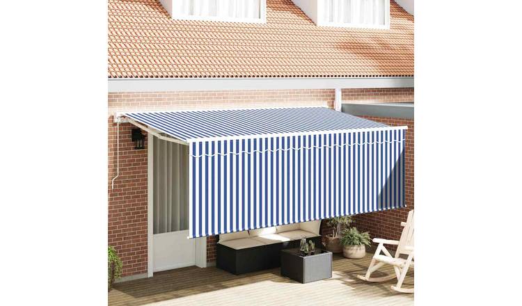 Walplus Manual Polyester Retractable Awning - Blue - 350 x 200 cm