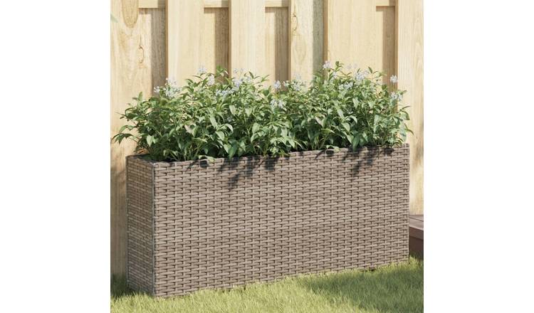 Walplus Poly Rattan Garden Planter - Grey - 90 x 20 x 40 cm