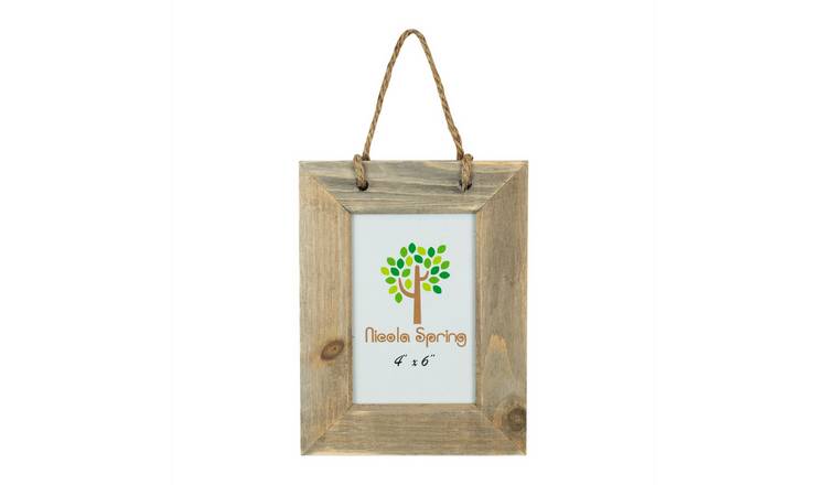 Nicola Spring Rustic Hearts Hanging Photo Frame - 6 x 4" - Natural