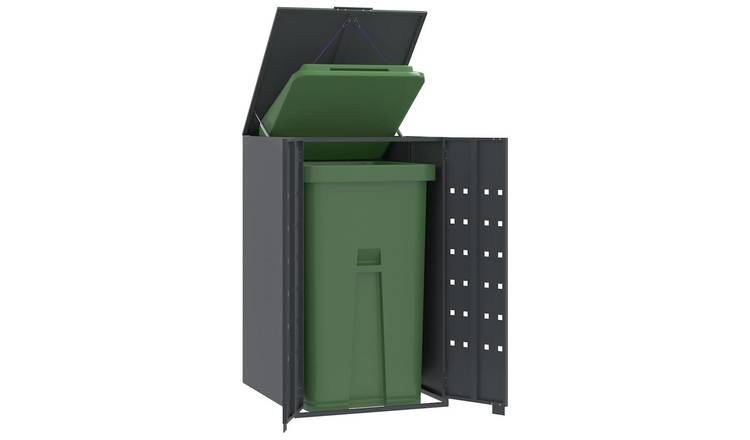 Walplus Single Steel Wheelie Bin Store - Anthracite - 69 x 79 x 117 cm