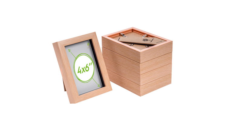 Nicola Spring 3D Box Photo Frames - 4 x 6" - Set of 5 - Light Wood