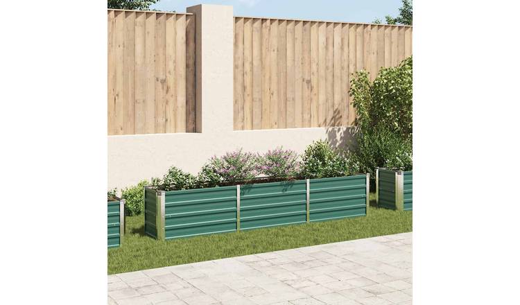 Walplus Galvanised Steel Raised Garden Bed - Green - 240 x 40 x 45 cm