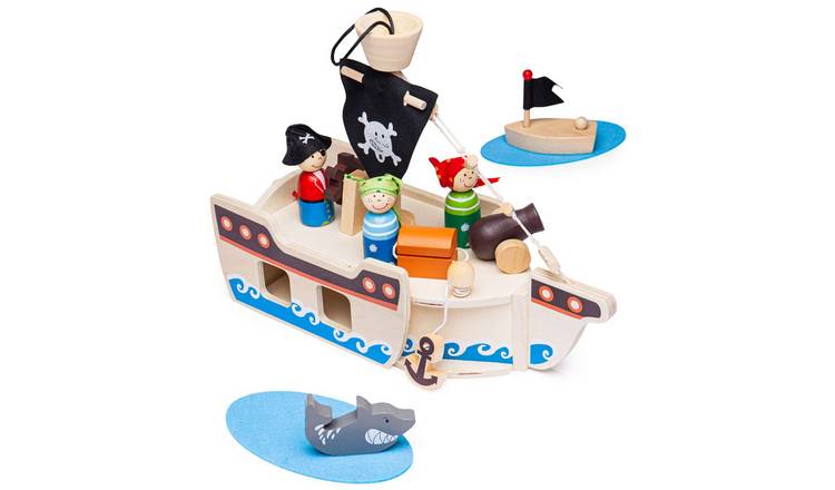 Bigjigs Toys Mini Pirate Ship Playset - 3 Years +