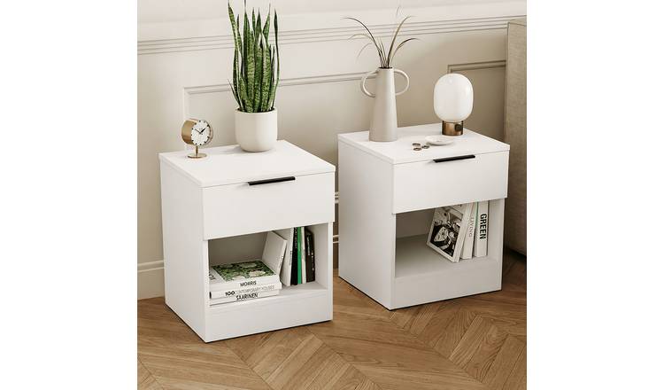 Vida Designs Trega 1 Drawer Set Of 2 Bedside Chest - White