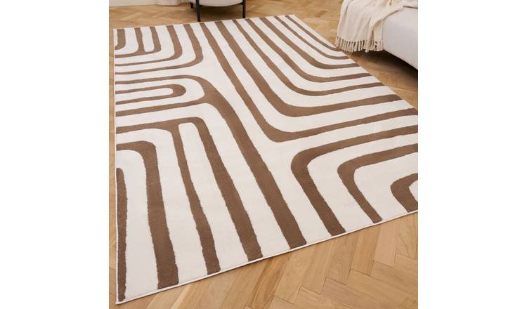 The Rugs Brown Loft Curved Line Rug - 80 x 150cm