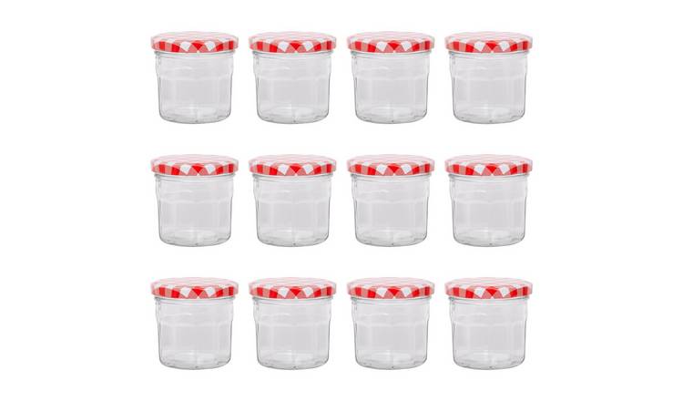 Argon Tableware Glass Jam Jars with Lids - Pack of 12