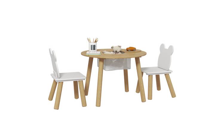 AIYAPLAY 3 Piece Mesh Chair Set with Centre with Centre Mesh Bag - Natural Wood