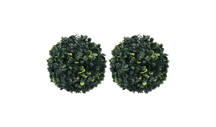 Walplus Pack of 2 Artificial Boxwood Balls - Green - 22 cm