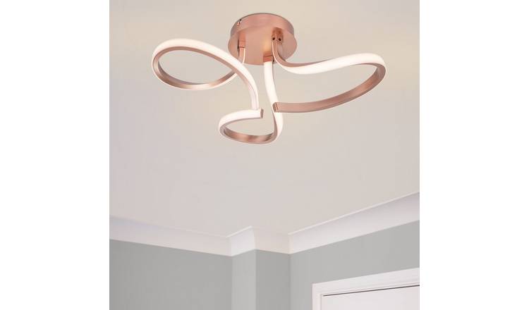 Cosylyte Moss 3 Light Integrated LED Modern Curved Ceiling Light - Copper