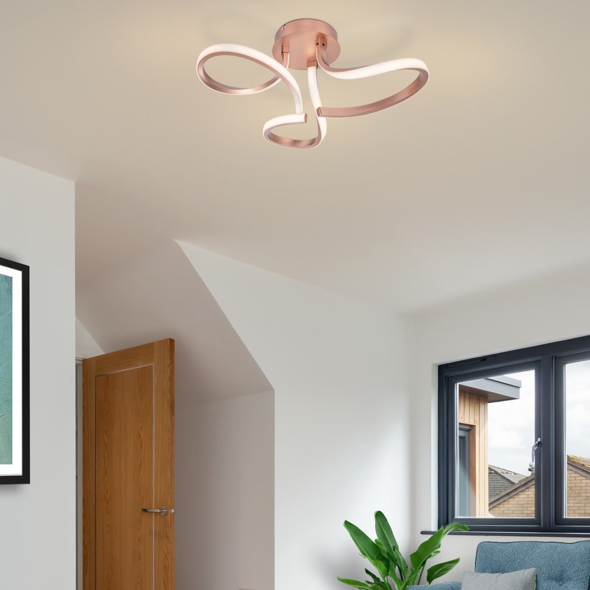 Cosylyte Moss 3 Light Integrated LED Modern Curved Ceiling Light - Copper - Image 2