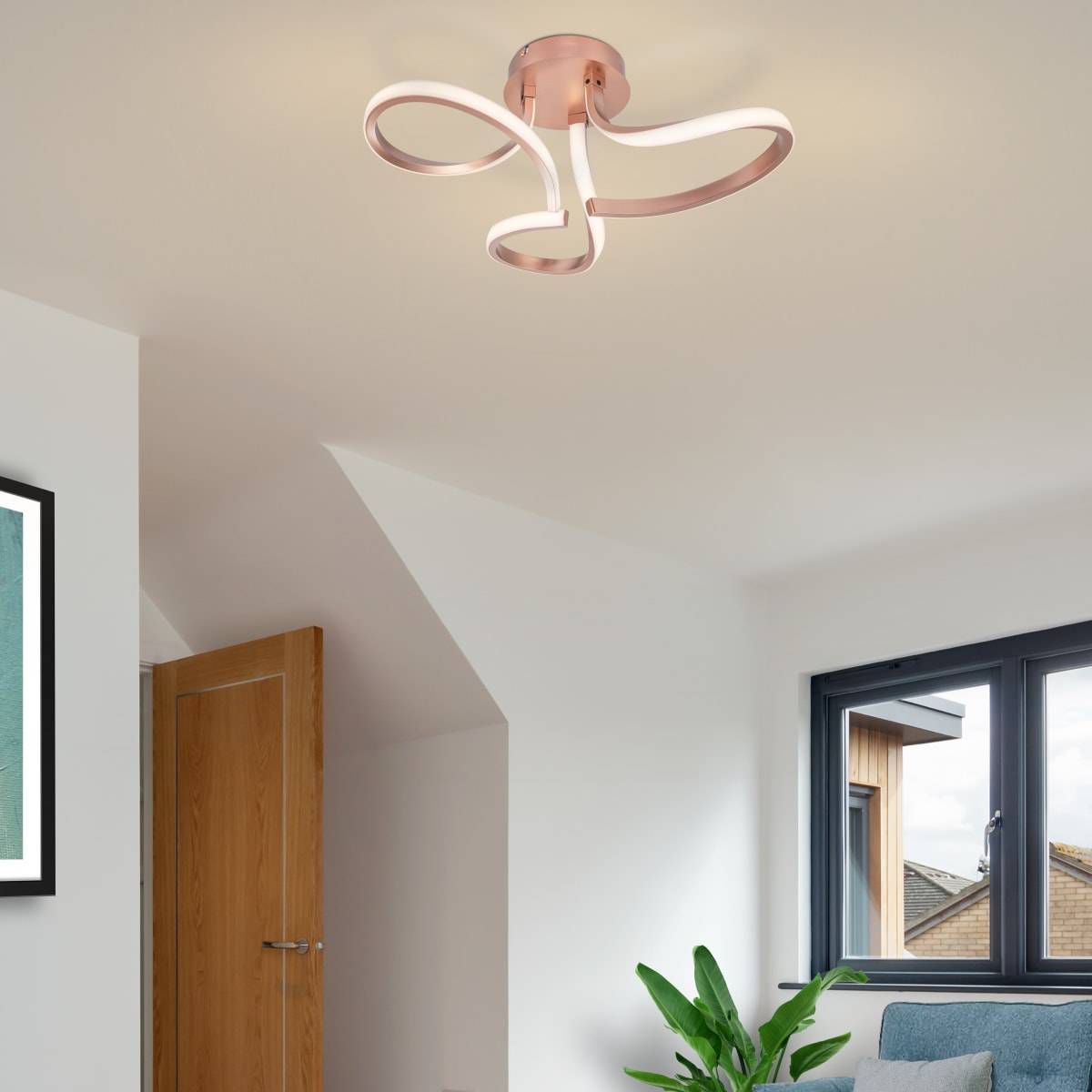 Cosylyte Moss 3 Light Integrated LED Modern Curved Ceiling Light - Copper - Image 2