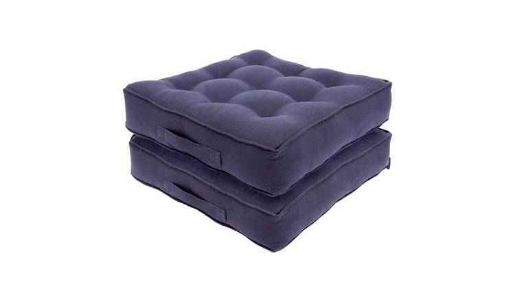 Harbour Housewares Square Armchair Booster Cushions 50 x 50cm - Navy - Pack of 2