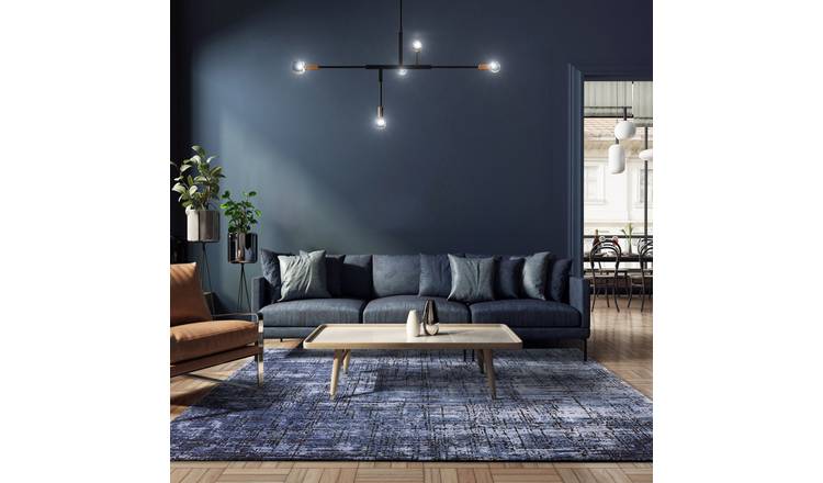 Mega Flooring Blue Modern Abstract Rug - 80 x 150cm