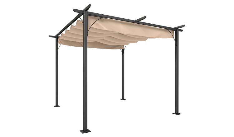 Outsunny Metal Retractable Pergola – Beige
