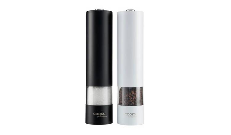 Cooks Professional Electric Salt and Pepper Mill Set - Black/White