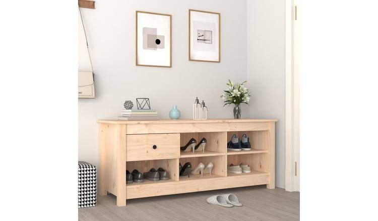 Walplus Solid Wood Shoe Rack - Brown - 110 x 38 x 45.5 cm