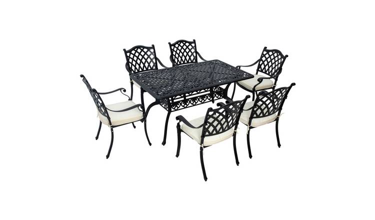 Outsunny Cast Aluminium Garden Dining Set - Black