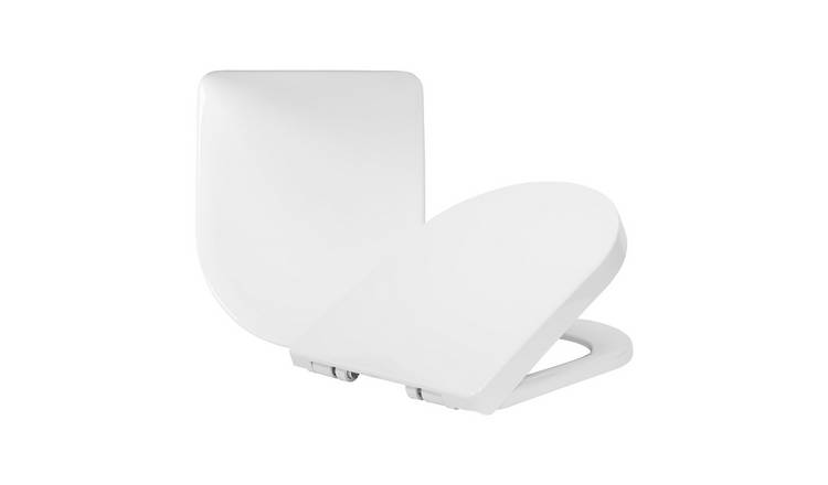 Harbour Housewares Square Soft Close Toilet Seat - White - Pack of 2