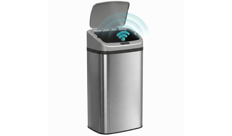 HOMCOM Sensor Bin, Stainless Steel Kitchen Bin - Silver