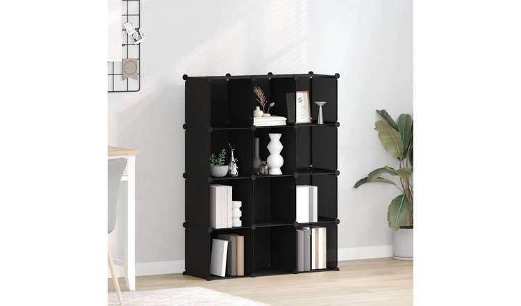 Walplus 12-Cube Plastic Storage Cube Organiser - Black - 94.5 x 31.5 x 123 cm