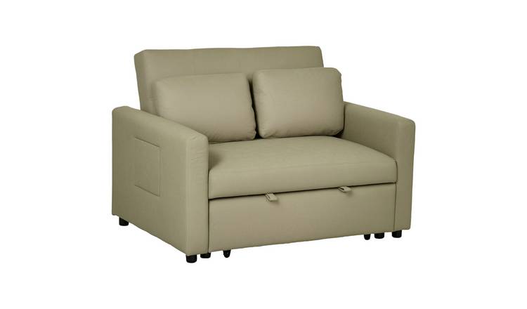 HOMCOM 2 Seater Fabric Modern Sofa Bed with 2 Pillows - Brown