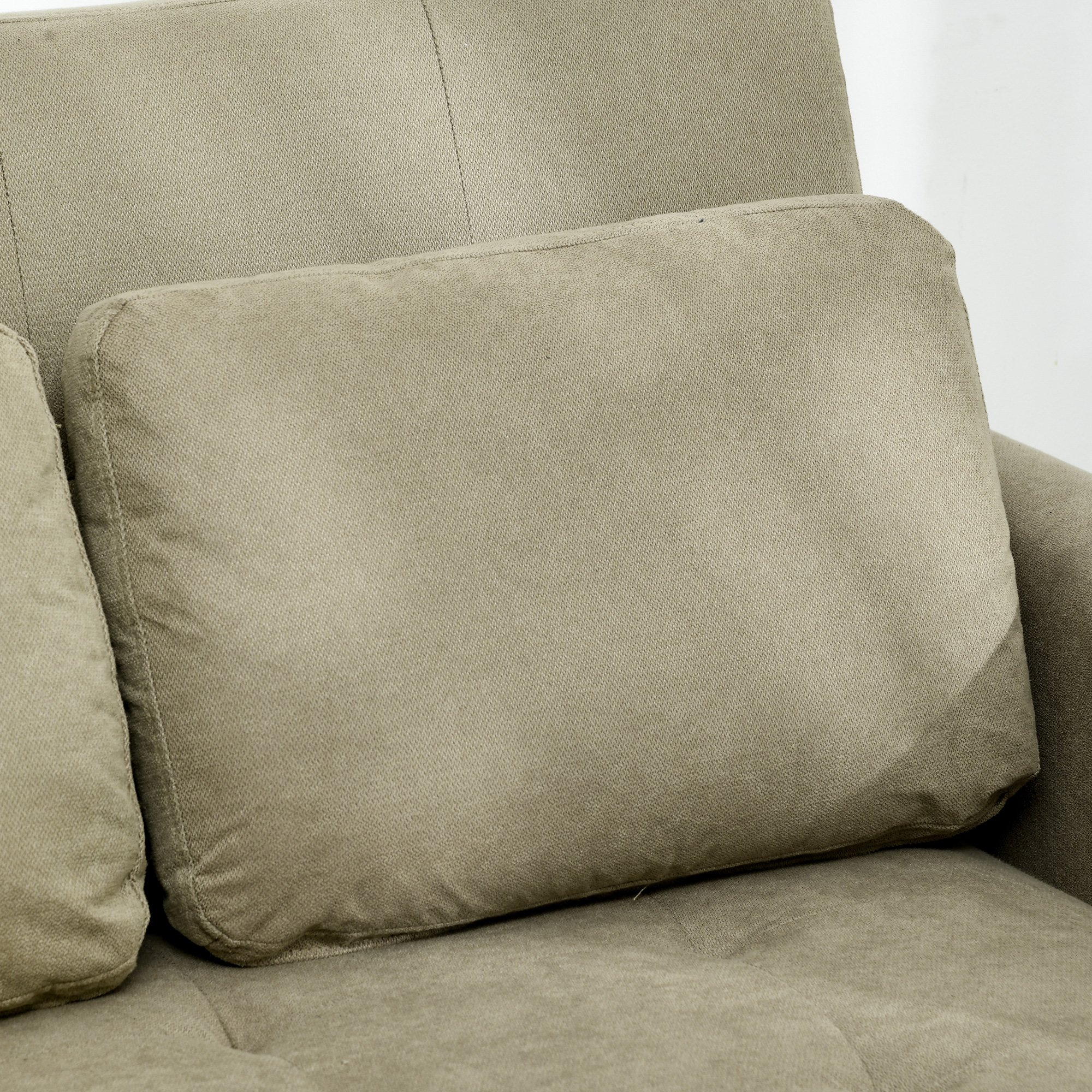 HOMCOM 2 Seater Fabric Modern Sofa Bed with 2 Pillows - Brown - Image 3