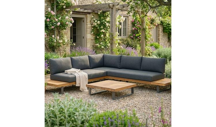 Dibor 5 Seater Corner Sofa Set with Table - Charcoal
