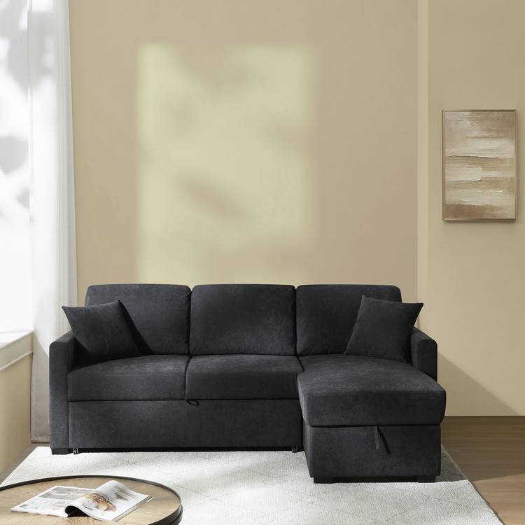 Habitat Reagan Right Hand Storage Corner Chaise Sofa Bed - Charcoal 0