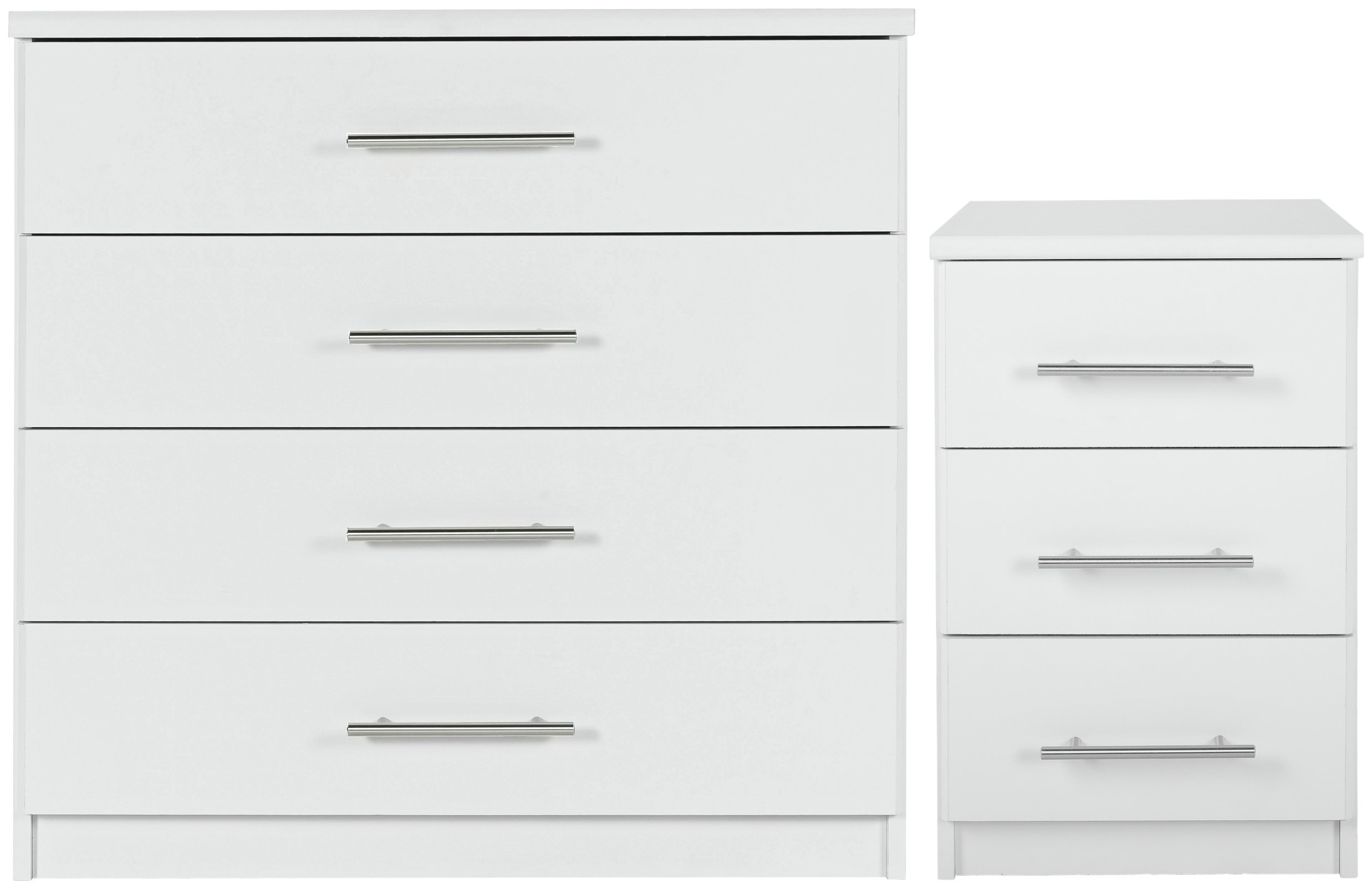 Argos Home Normandy Bedside & 4 Drawer Chest Set - White