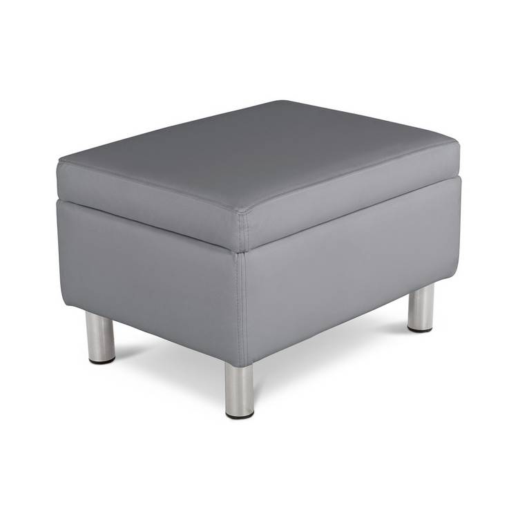 Argos Home Moda Faux Leather Storage Footstool - Grey 0
