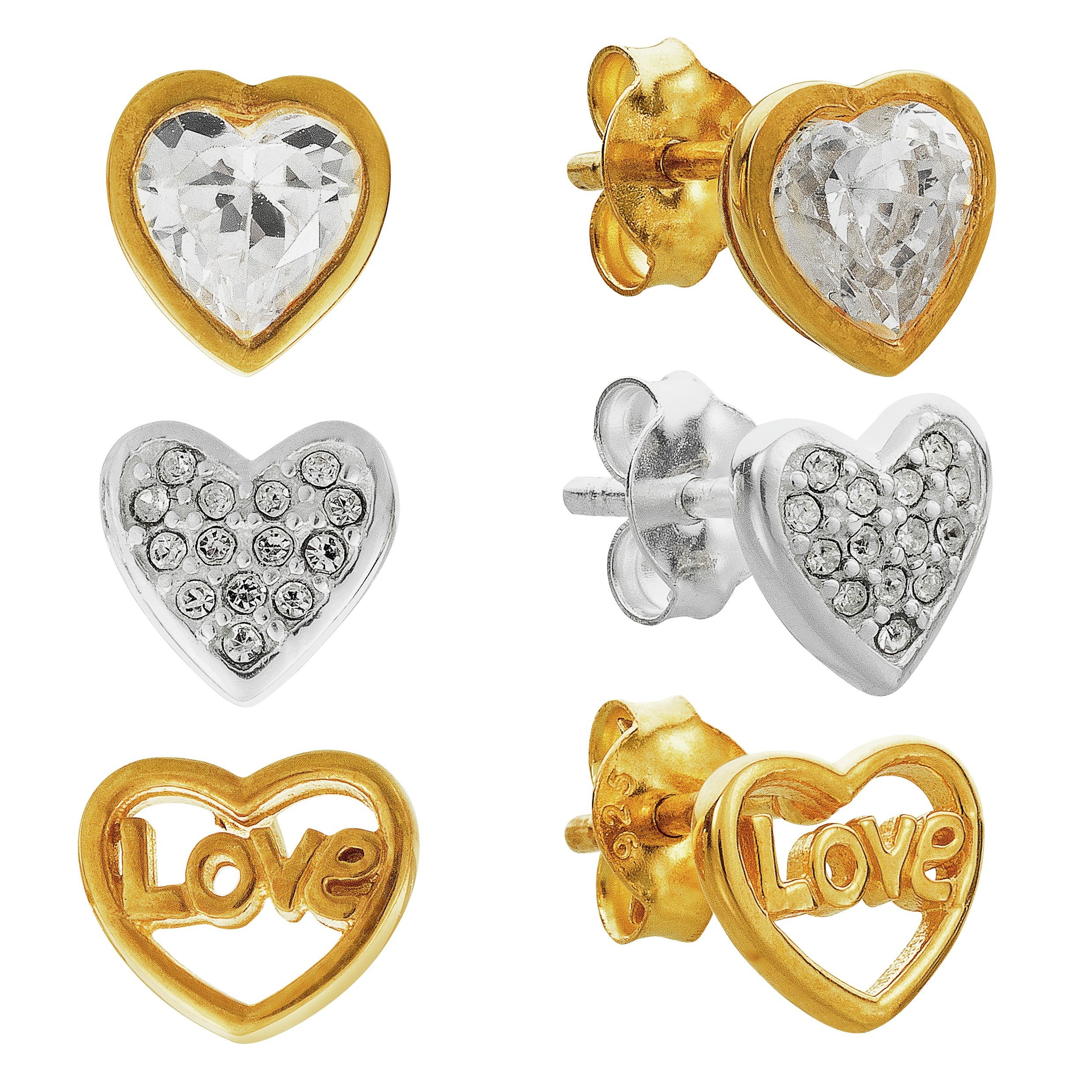 Revere Silver & Gold Plated Silver Stud Earrings Set of 3. (7005761) Argos Price Tracker