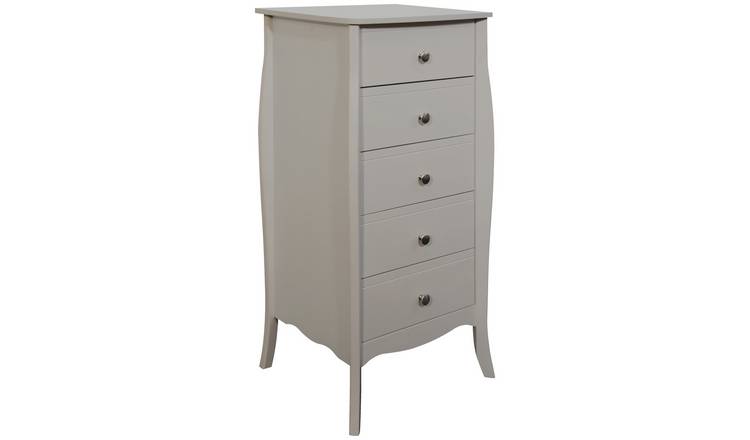  Amelie 5 Drawer Narrow Chest of Drawers - Grey