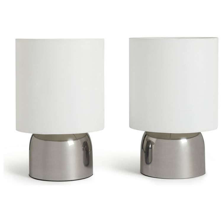 Argos Home Pair of Touch Table Lamps - Super White 0