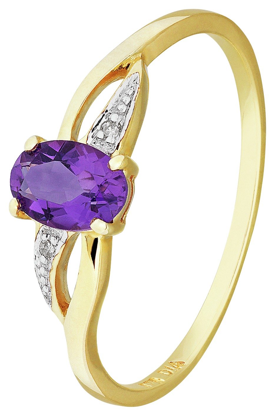 Buy Revere 9ct Yellow Gold Amethyst & Diamond Shoulder Ring  Womens 