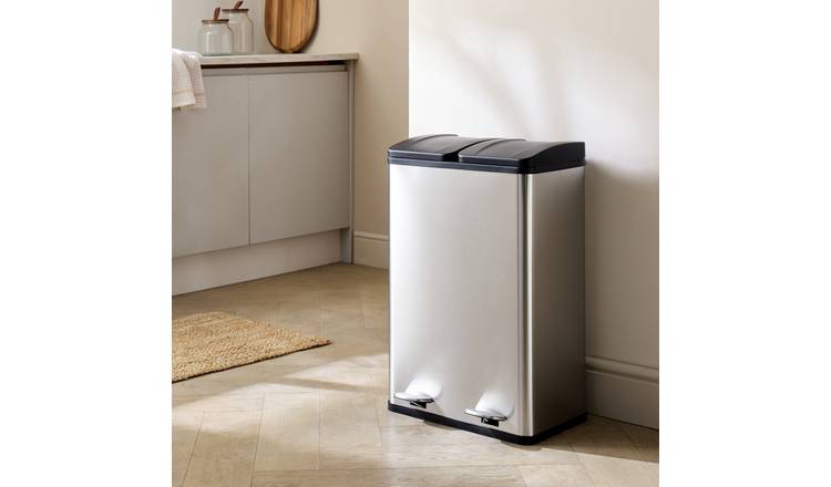 Habitat 55 Litre 2 Compartment Recycling Bin - Steel