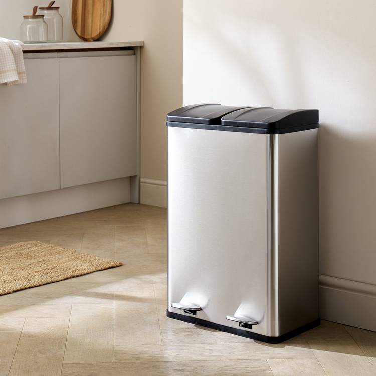 Habitat 55 Litre 2 Compartment Recycling Bin - Steel 0