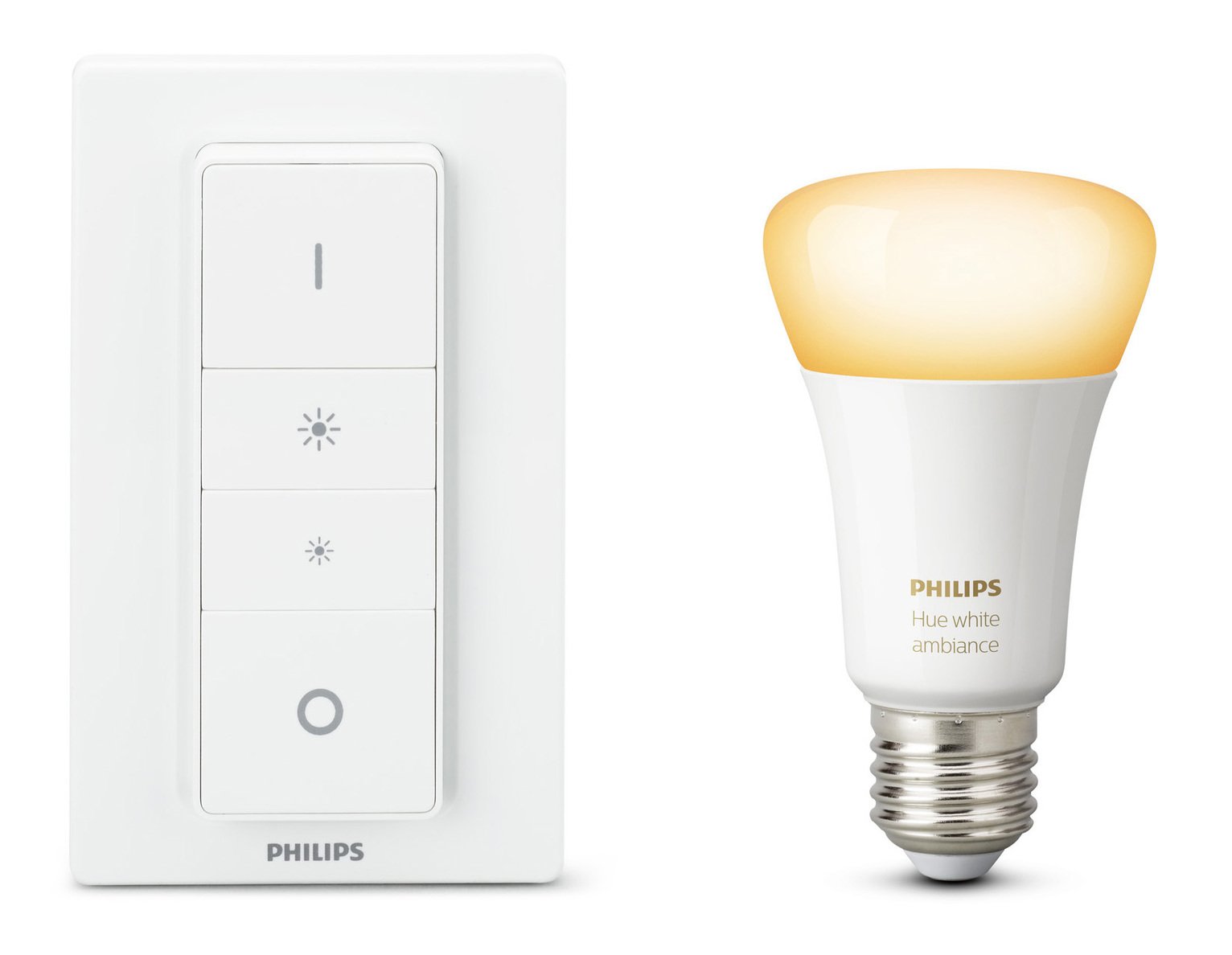 Philips Hue Light Recipe Kit Dimmer and White Ambiance Bulb.
