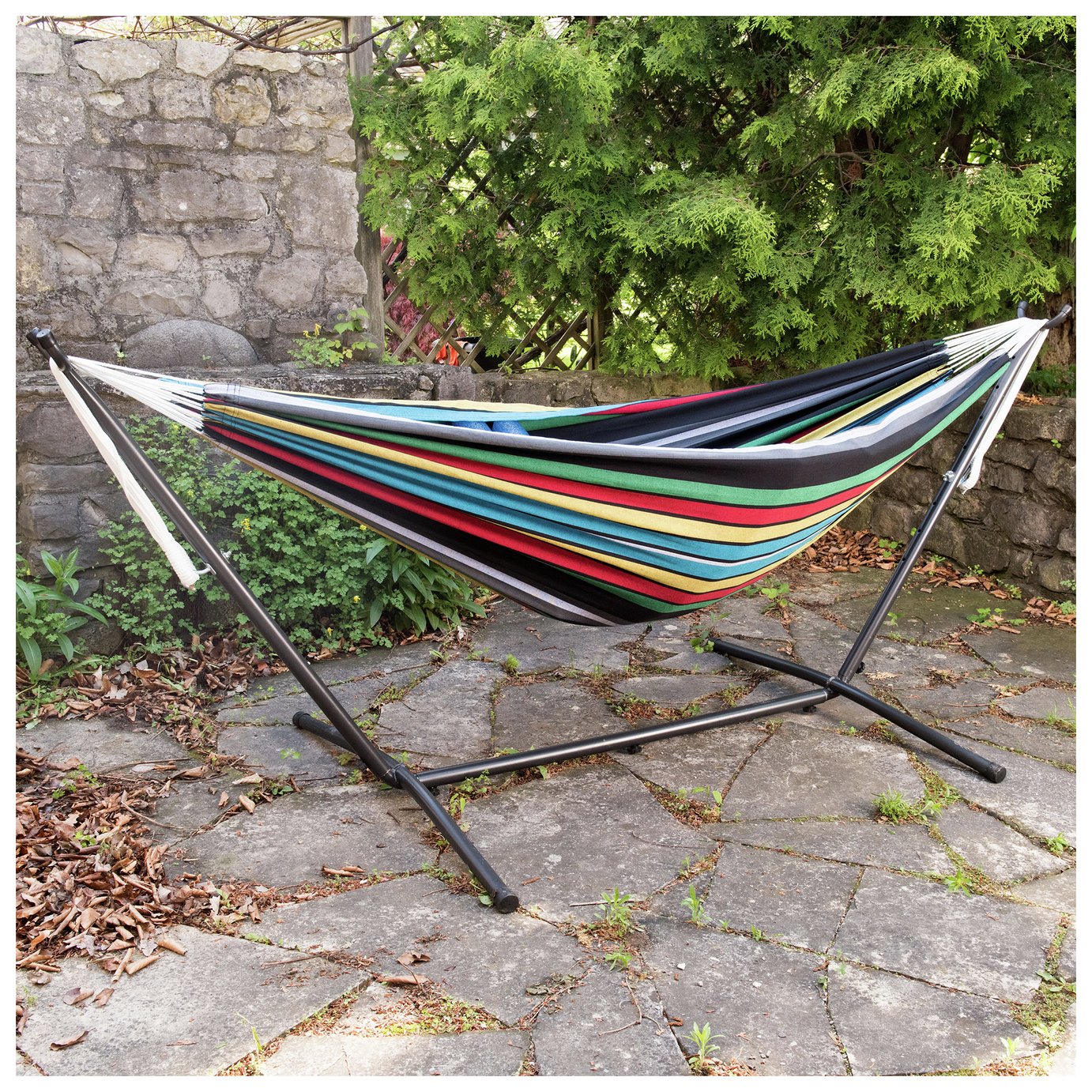 Vivere Double Cotton Hammock with Stand - Rio Night