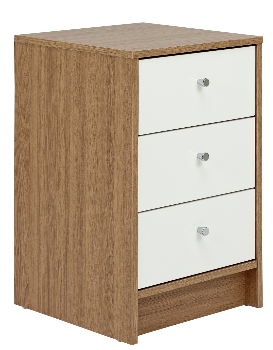 Argos Home Malibu Gloss 3 Drw Bedside Cabinet - White & Oak