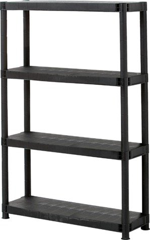 black shelving unit