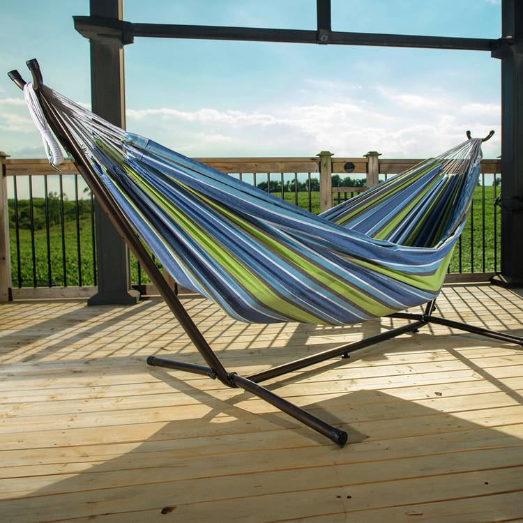 Vivere Oasis Double Hammock with Metal Stand 0